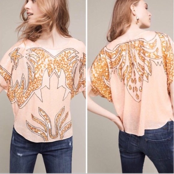 Anthropologie - Chloe Oliver - Murata Sequin Kimono Top- M - Picture 11 of 12
